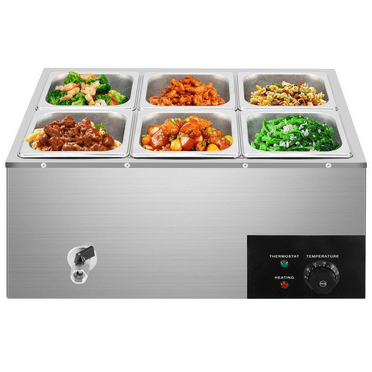 19.2 Qt Commercial Steamers Bain Marie 6 Pans Countertop Food Warmer 86-185°F