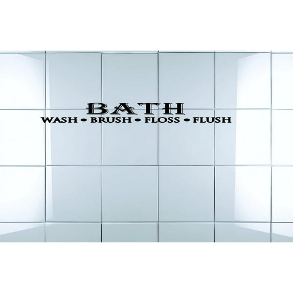 Bath Wash Brush Floss Flush Brush Teeth Laundry Scrub A Dub Dub Laundry Soap Washer Dryer Clean Shorts Pant Sock Shoes Tooth Paste Surprises Girl Boy Wall Decal Sticker - Size: 13 Inch x 29 Inch