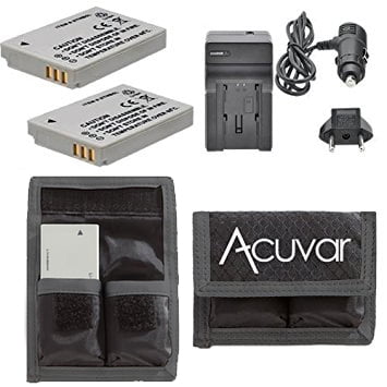 2 NB-5L Rechargeable Batteries + Car / Home Charger + Acuvar Battery Pouch for Canon PowerShot S110, SD700 IS, IS Digital ELPH, SD790IS, SD800 IS Digital ELPH, SD850, SD870, SD880, SD890, SD950,