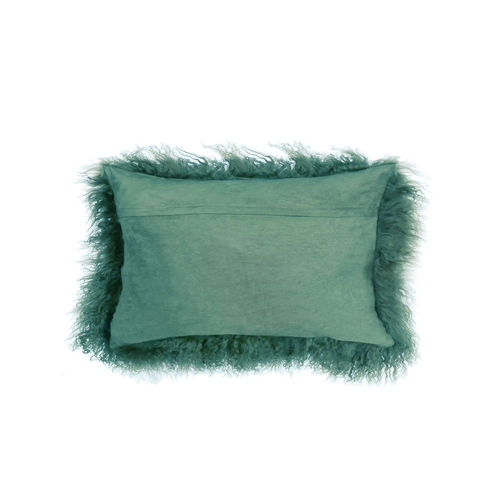 Mint Color Real Mongolian Lamb Fur Pillow, Includes Pillow Filling.  12 Inch X 20 Inch  Oblong - image 2 of 4