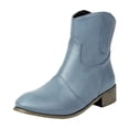 thumbnail image 3 of Ankle Boots Women Thick-Soled Chunky Low Heel Pointy Toe Booties Fashion Casual Warm Comfortable Fall Winter Shoes for Women Light Blue 9, 3 of 8