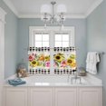 thumbnail image 3 of 2 Panels Kitchen Tier Curtains 39 Inch Length, Spring Floral Grommets Window Treatment Curtain, Sunflower Black White Plaid Pastoral Rustic Thermal Curtains Drapes for Living Room/Bathroom, 3 of 9