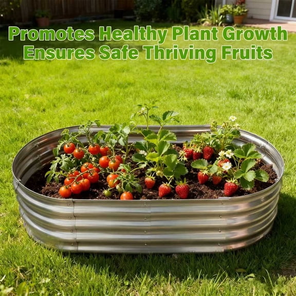 HGD Raised Garden Bed Kit Oval Galvanized Metal 3 Pack 4x2x1 ft