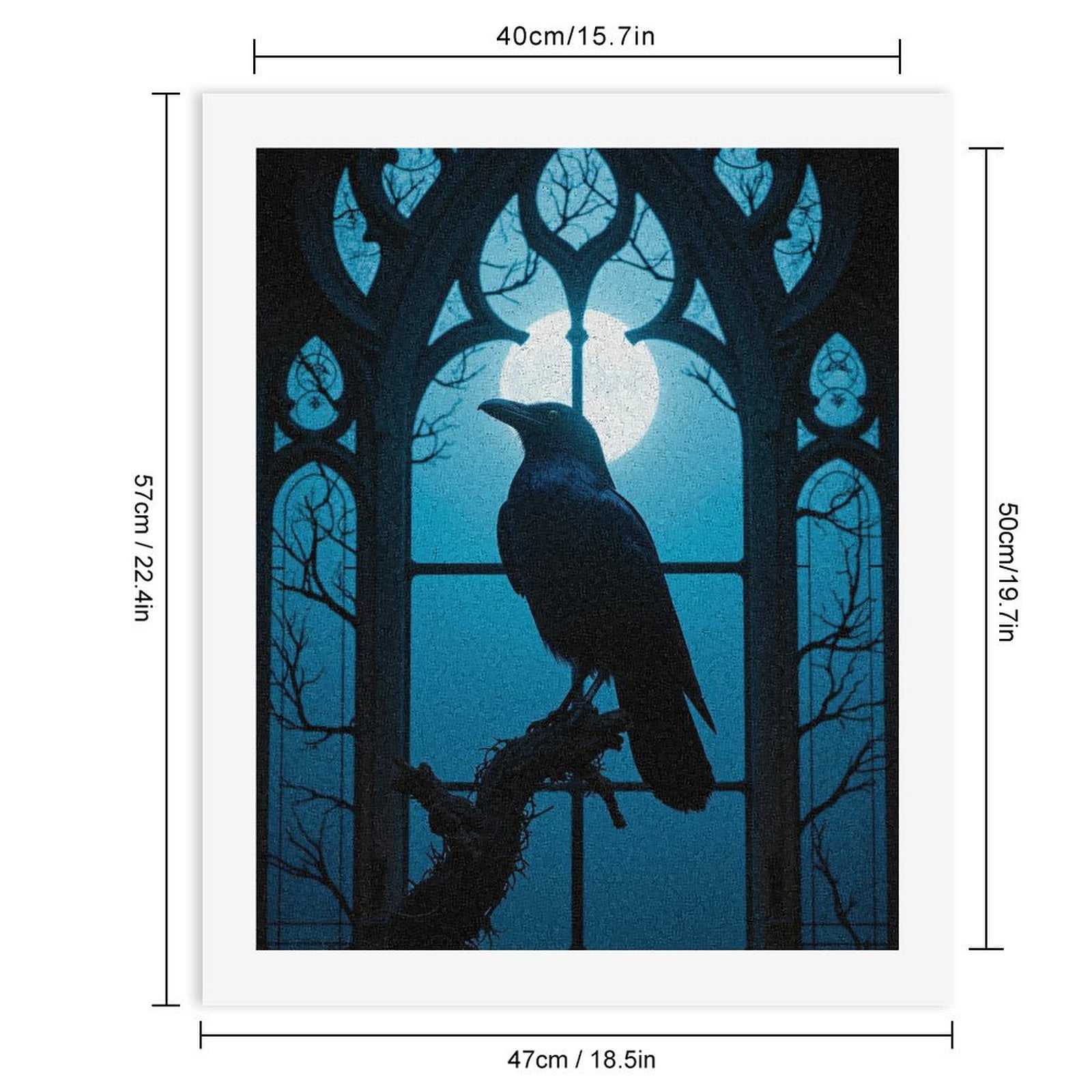 Paint by Numbers Kit for Adults, Gothic Moonlit Raven Silhouette Paint by Numbers, Easy Paint by Numbers Kit for Adults Beginner, DIY Adult Paint by Number Kits on Canvas, Home Decor
