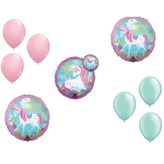 LOONBALLOON Unicron Theme Balloon Set, 18 inch HOLOGRAPHIC MAGICAL UNICORN Balloons and 6x latex balllons