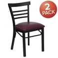 thumbnail image 3 of BizChair 2 Pk. Black Three-Slat Ladder Back Metal Restaurant Chair - Burgundy Vinyl Seat, 3 of 8