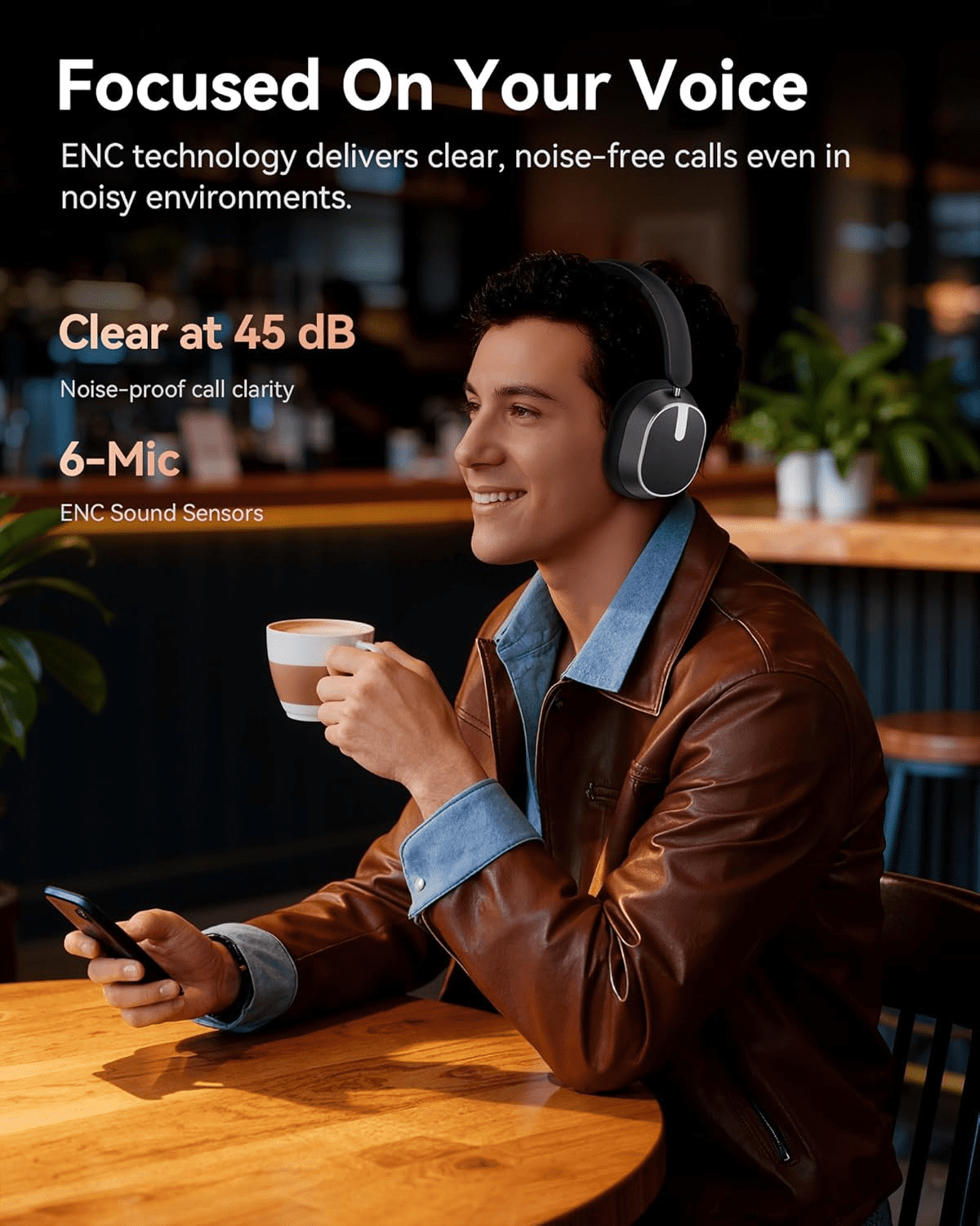 bmani Hybrid Active Noise Cancelling Headphones,120H Playtime Wireless Headphones Bluetooth 6.0 with Power Display, 6-Mic ENC Calls, 360° Spatial Audio Over Ear Headphones Headset for Travel Game