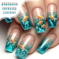 thumbnail image 2 of FSTDelivery Transparent Realistic Goldfish Group Press on Nails,Coffin Fake Nails Summer Acrylic Glossy Glue on Nails,Reusable Winter False Nails for Women Girls Holiday Daily Appointment Wear 24pcs, 2 of 10