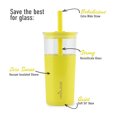 thumbnail image 2 of Reduce Aspen Vacuum Insulated Stainless Steel Glass Tumbler with Lid and Straw, Limoncello, 20 oz., 2 of 10