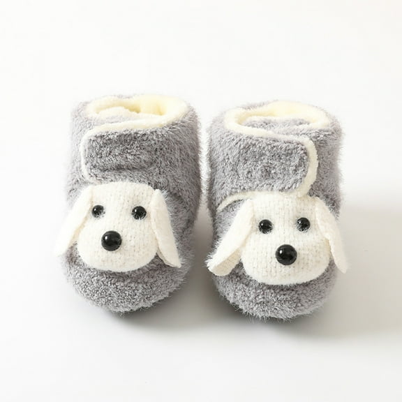 AURIGATE Clearance! Baby Non Slip Socks Toddler Boys Girls Solid Color Cartoon Dog Socks Keep Warm Plush Kids Soft Non-slip Indoor Toddler Shoes Socks