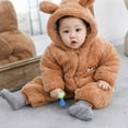 thumbnail image 4 of Wuxian Baby Girls Boys Winter Bodysuit Classic Hoodies Zipper Up Long Sleeve Fuzzy Wool Jumpsuit Solid Color Thick For Toddler Winter Warm Cozy Romper Outfit,3-6 Months, 4 of 5