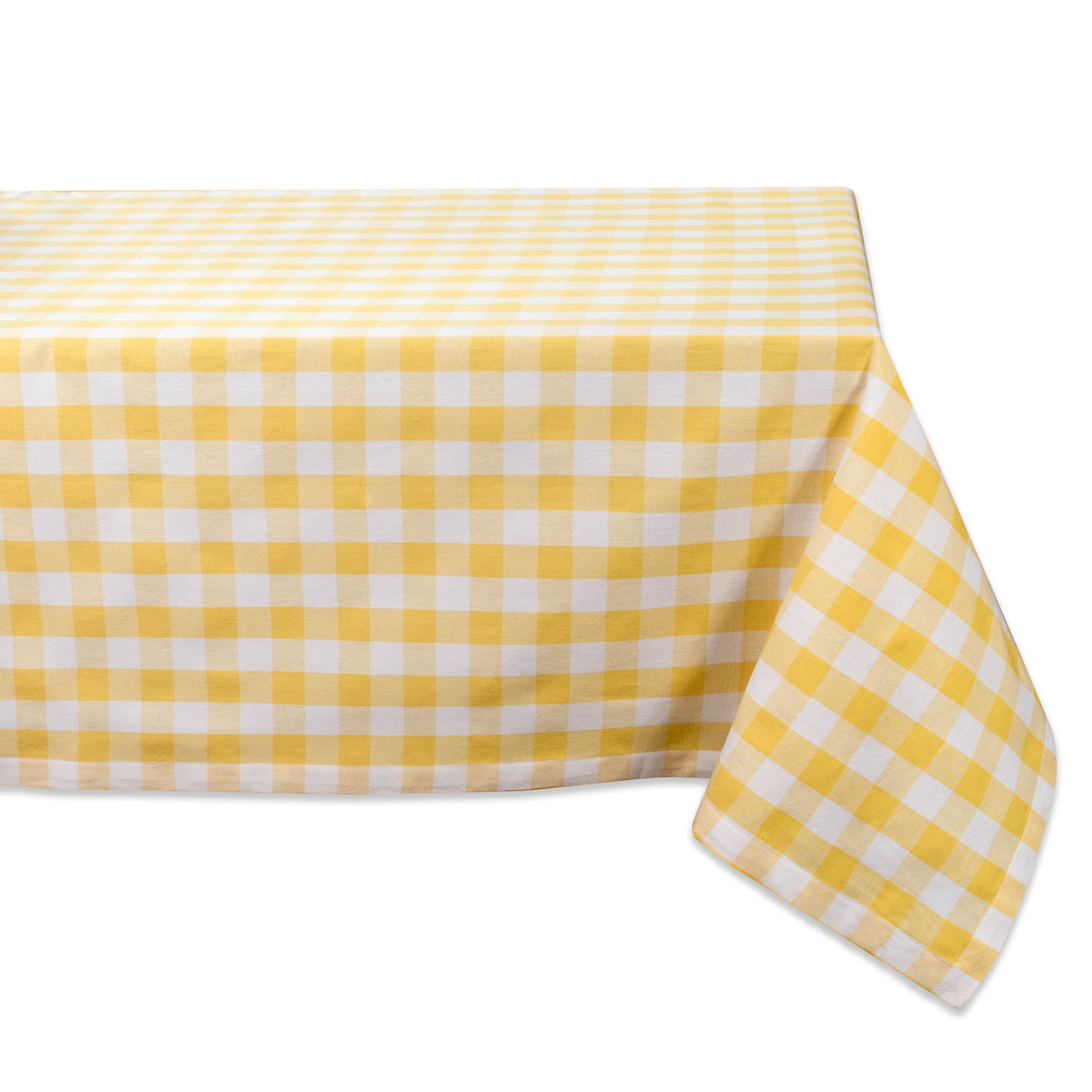 Contemporary Home Living 52" Yellow and White Checkered Square