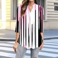 thumbnail image 2 of CYMMPU Blouses for Women Dressy Casual Pleated V Neck Tunic Tops Spring Tops 3/4 Sleeve Loose Fit Striped Ombre Fall Fashion Shirts Flowy Topss XL, 2 of 5