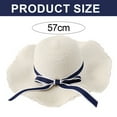 thumbnail image 3 of Sombrero de paja con lazo para mujer, circunferencia de 56-58 cm, borde ondulado, cinta, ala grande, sombrero para el sol, sombrero de verano, protector solar, sombrilla de playa, 3 of 5