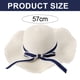 thumbnail image 3 of Sombrero de paja con lazo para mujer, circunferencia de 56-58 cm, borde ondulado, cinta, ala grande, sombrero para el sol, sombrero de verano, protector solar, sombrilla de playa, 3 of 5