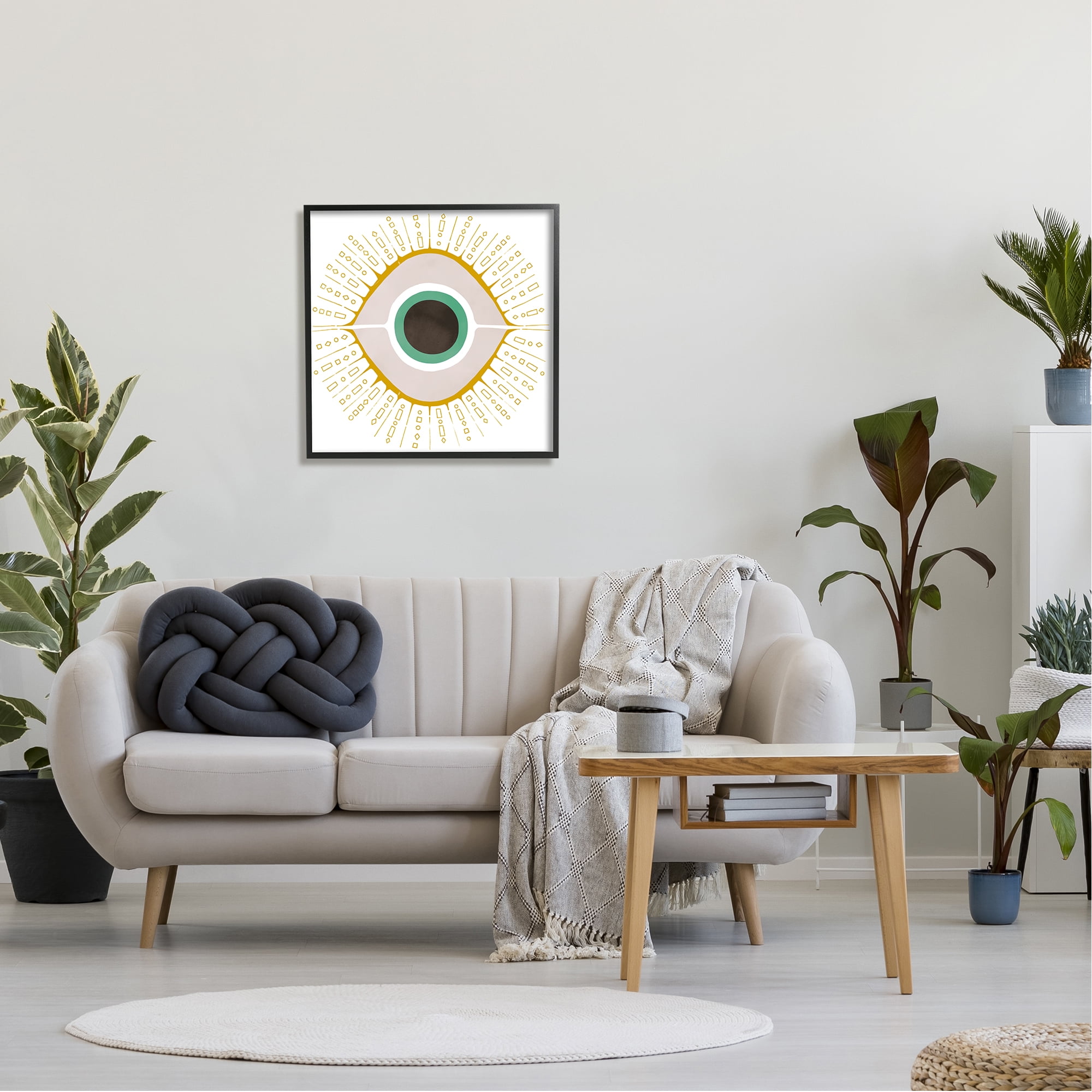 Stupell Industries Contemporary Evil Eye Symbol Abstract Painting Black Framed Art Print Wall Art