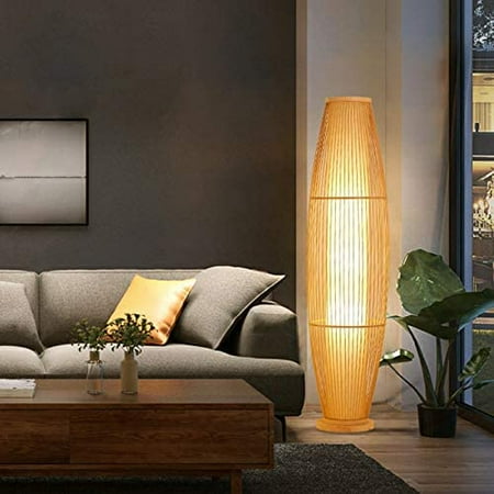 Floor Lamp Barrel Shaped Cage Asian Bamboo 1 Bulb Living Room Standing Light With Inner Fabric Shade For Bedroom Study Office Size 48 Canada Floor Lamp Barrel Shaped Cage, Standing Floor Lamps For Living Room