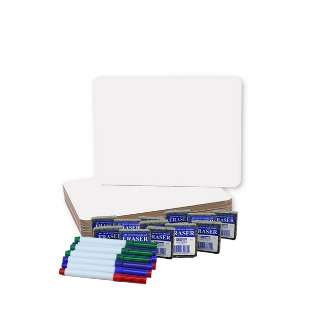 9" x 12" Dry Erase Board + Colored Pens + Student Eraser, Class Pack of 12 Walmart