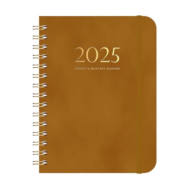 2025 Planner,Weekly and Monthly Academic Planner, Daily Planner Calendar Planner, Pocket Folder Cute College Ruled Notebook Writing Book for Adults Book Notes Journal Books Escuela, Brown