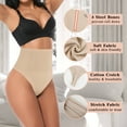thumbnail image 3 of COMFREE Tummy Control Thong Shapewear for Women Mid Waist Shaping Underwear Seamless Body Shaper Panties Girdle, 3 of 6