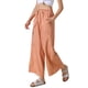 thumbnail image 4 of Pantalones de rayas casuales INSPIRE CHIC para mujer, de pierna ancha, con cintura elástica y cordón, pantalones palazzo de lounge S naranja, 4 of 6