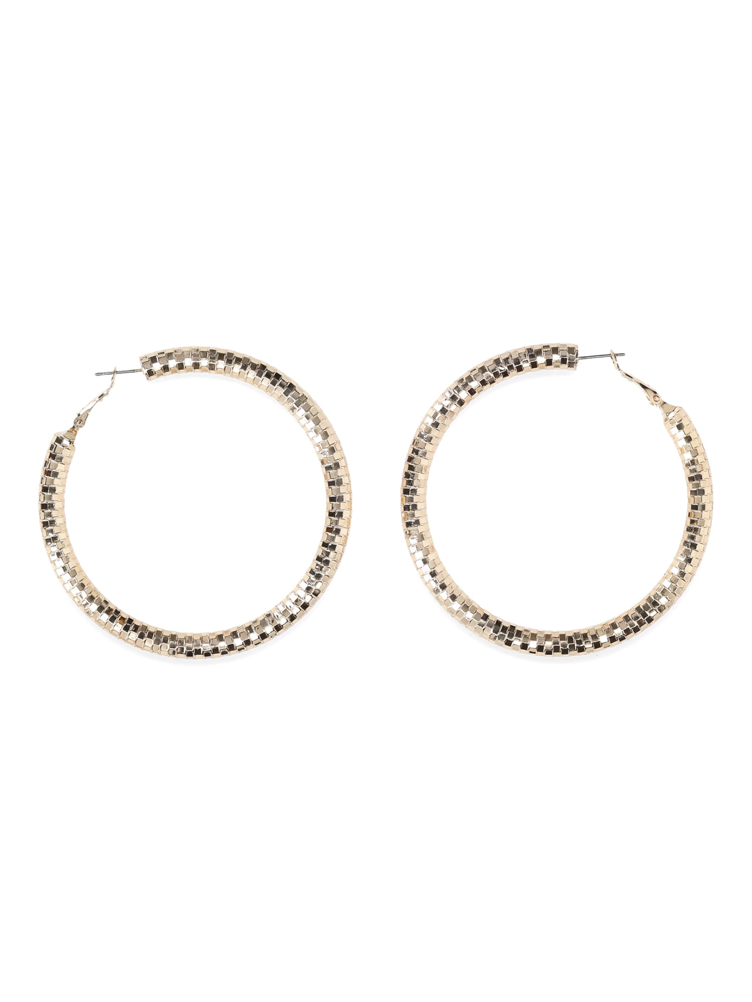 Madden NYC Women's Fashion Gold Tone Openwork Large Hoop Earrings
