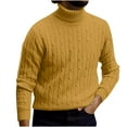thumbnail image 2 of Miluxas Men Turtleneck Sweater Long Sleeve Cable Knit Sweaters Slim Fit Mock Neck Twisted Pullover Yellow, 2 of 6