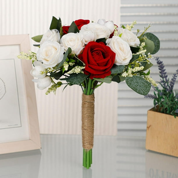 Ramo De Boda, Ramo De Novia, Flores Decorativas De Seda, Flores Artificiales Románticas Para Decoración De Centros De Mesa De Boda Rojo | En Línea