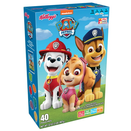 Kellogg's Paw Patrol Assorted Fruit Flavored Snacks Pouches, 32 Oz 40