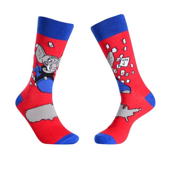 Political Humor Socks - Vote or Suffer the Consequences from the Sock Panda Style: Elephant