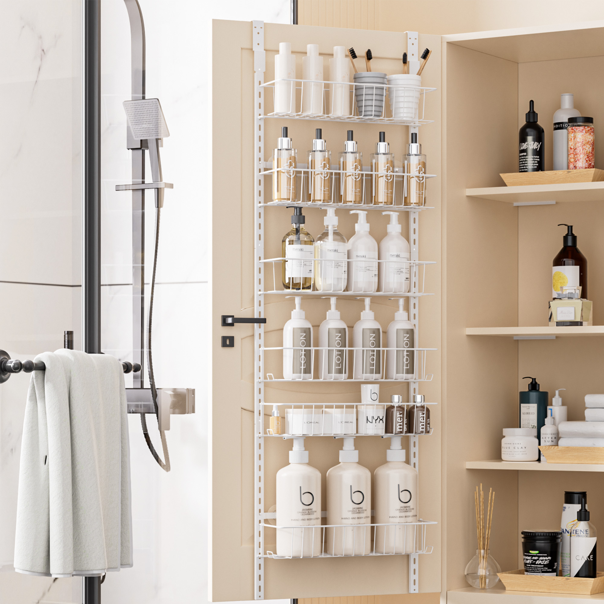Delamu Over-the-Door Spice Rack, 6-Tier Adjustable Shelves photo 4