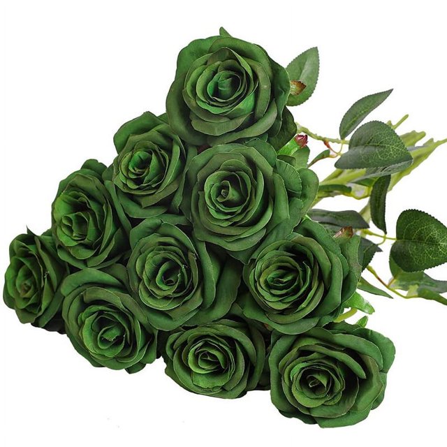 12 Pack Halloween Decorations Black Rose Artificial Flower Reali