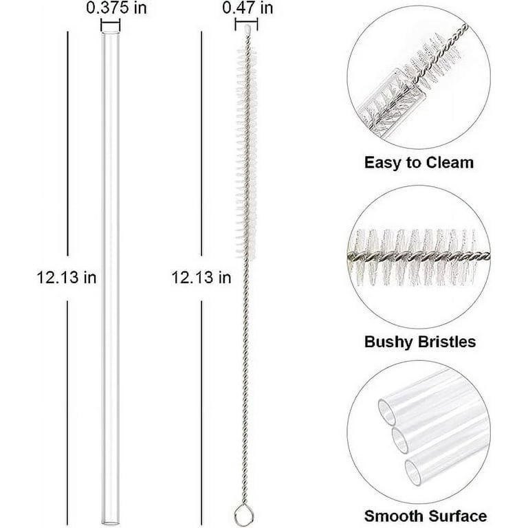 6 Pack Glass Straw with Cleaning + 2 Brushes for Stanley 40 or 30