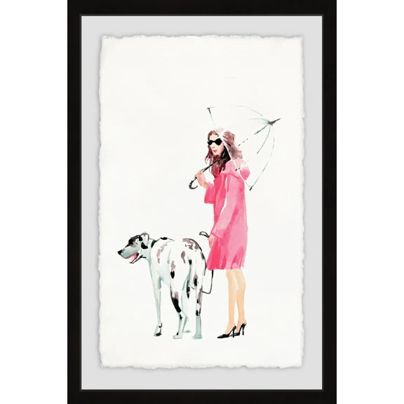 Dog Walking Framed Painting Print