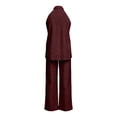 thumbnail image 5 of DHFJKG Linen Sets For Women 2 Piece Sleeveless Deep V Neck Tank Top Wide Leg Pants Beach Vacation Outfits, 5 of 6