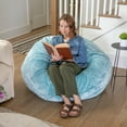 thumbnail image 3 of Emma + Oliver Oversized Teal Furry Refillable Bean Bag Chair for All Ages, 3 of 9