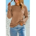 thumbnail image 3 of Women's Khaki Waffle Knit Drop Shoulder Long Sleeve Top - [ZhiHiMeRi] | (US 4-6)S, 3 of 12