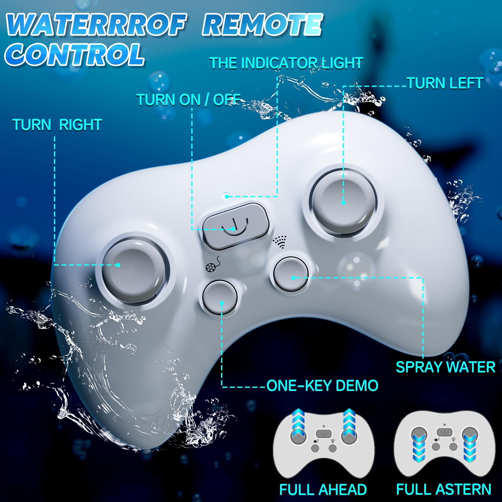 1:18 Scale Remote Control Shark Toy with Water Spray and Light for Pool, 2.4GHz RC Boat Water Toy for Boys Girls Kids