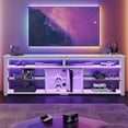 thumbnail image 4 of Bestier 70" TV Stand for 75" TV with LED Light Modern Tall Entertainment Center with Shelves for PS5, White Marble, 4 of 10