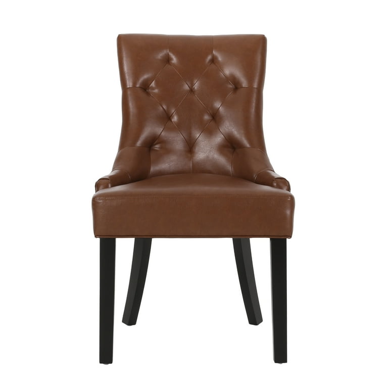 Faux leather tufted dining chair online