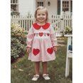 thumbnail image 6 of BemeyourBBs Toddler Baby Girl Valentines Day Red Dress Outfit Bow Heart Letter Embroidery Doll Collar Long Sleeves A Line Spring Dress, 6 of 9