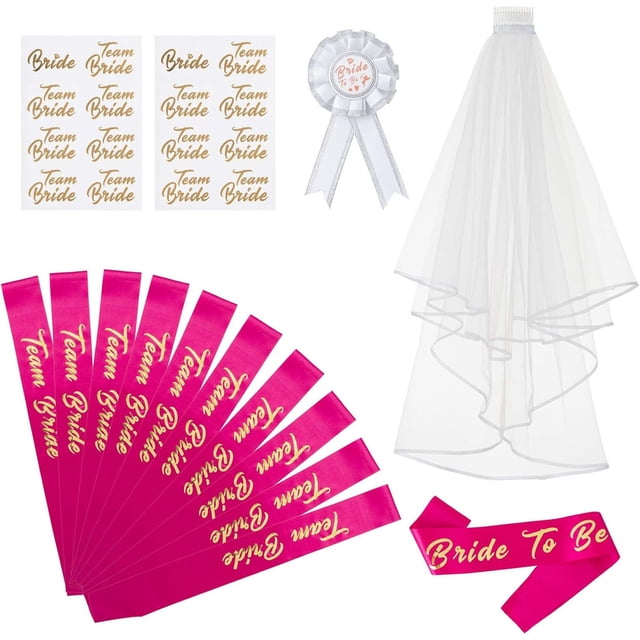 15pcs Velo de Novia Bride To Be Fiestas de Despedida de Soltera Bufanda Disfraz Despedida de Soltera Accesorios de Fiesta de Noche Boda