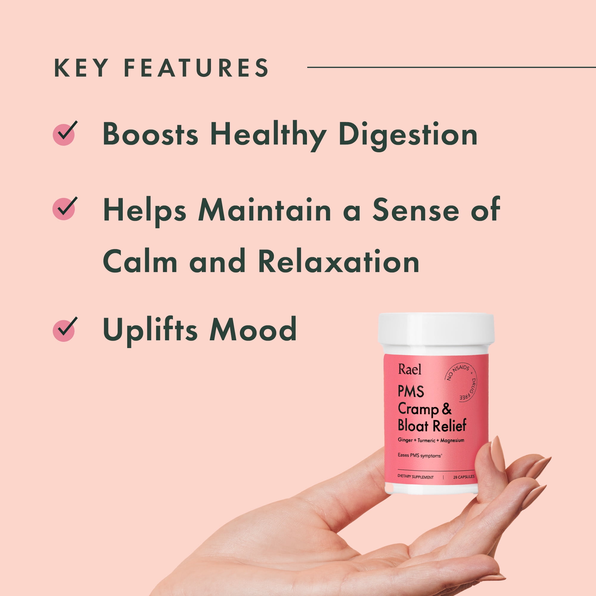 Rael PMS Cramp & Bloat Supplement