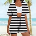 thumbnail image 4 of Women Two Piece Outfits Sets,2 Piece Tropical Print Beach Cover up Set Kimono Top & Elastic Waist Shorts Vacation Outfits for Cruise Resort, 4 of 6
