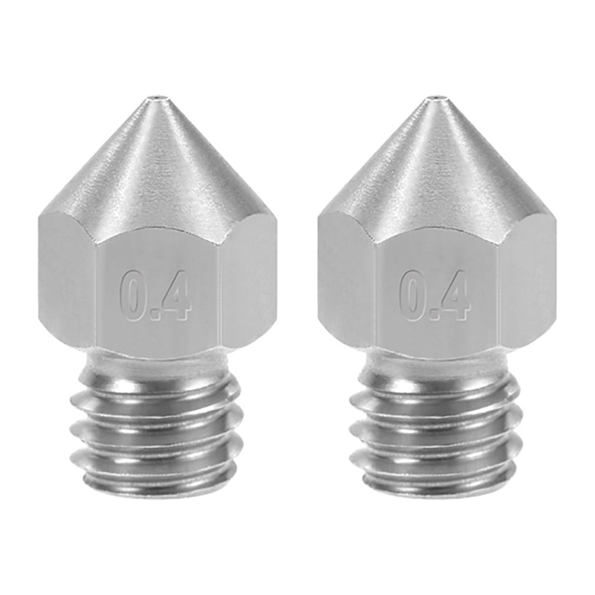 0.4mm 3D Printer Nozzle Head M6 Thread for MK8 1.75mm Extruder Print, Stainless Steel 2pcs