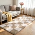 thumbnail image 2 of Shag Runner Rug for Bedroom Living Room 3x7 Upgrade Non-Slip Fluffy Soft Bedside Rugs,Beige and White Shaggy Carpet for Kids Girls Boys Dorm Nursery Home Decor Aesthetic, 2 of 16