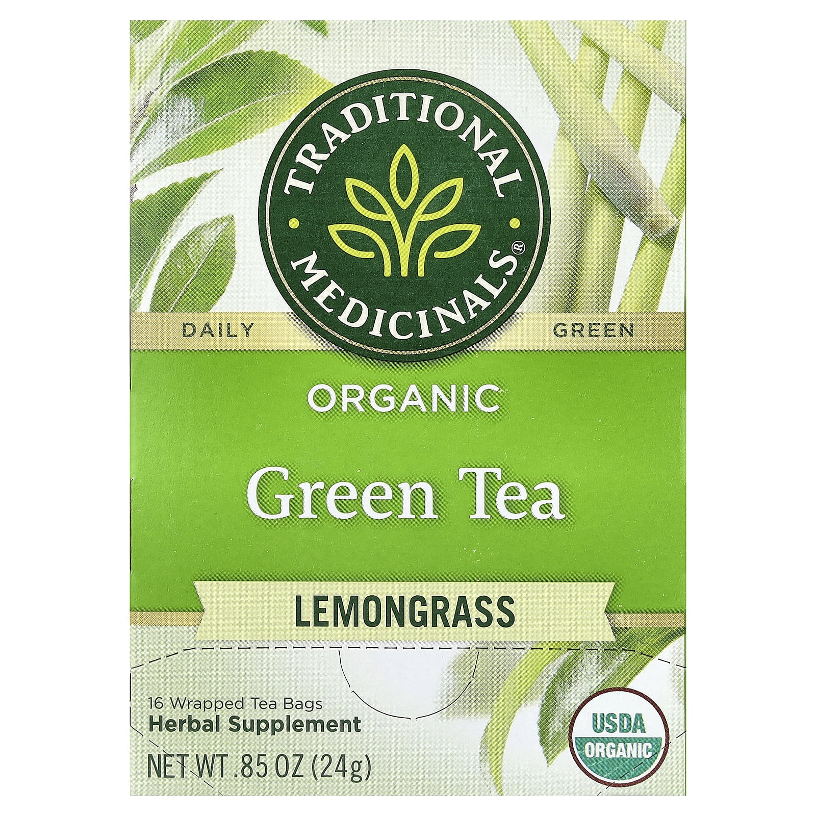 Traditional Medicinals, Organic Green Tea Lemongrass, 16 Ct