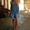 thumbnail image 3 of SAWOBUUN Women Denim Overalls Shorts Loose Fit Jean Romper Sleeveless Adjustable Straps Casual Dungarees, 3 of 7