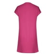 thumbnail image 4 of Patlollav Women Casual Solid V-neck Short Sleeve Dress Pocket Split Hem Strap Dress, 4 of 5