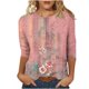 thumbnail image 2 of ICHUANYI Clearance Women's Fashion Printed Loose T-shirt 3/4 Sleeves Blouse Round Neck Casual Tops(Pink, L) ICHUANYI WER2023080809043, 2 of 4